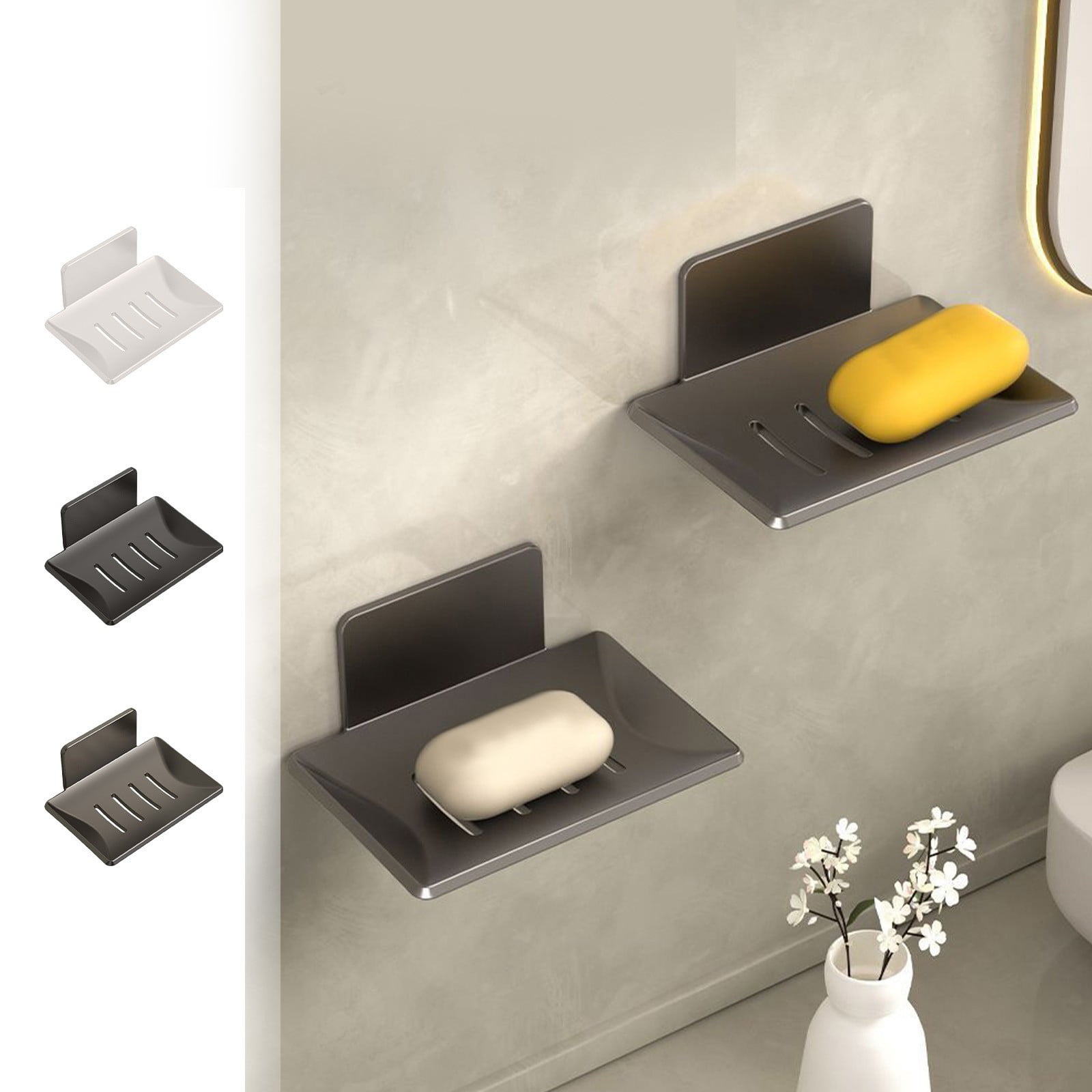 New Release, Set of 2 Soap Dish Holders , Wall-Mounted Perforated ...