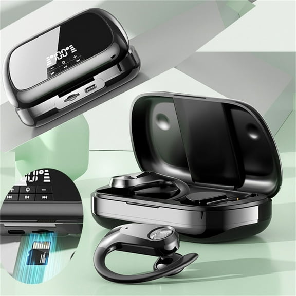 New Release,Wireless Earphones Bluetooth 5.3 Magical Support SD Card TWS-Headphones Mirror Earbuds With Ear Hooks For Training Sport Digital Display