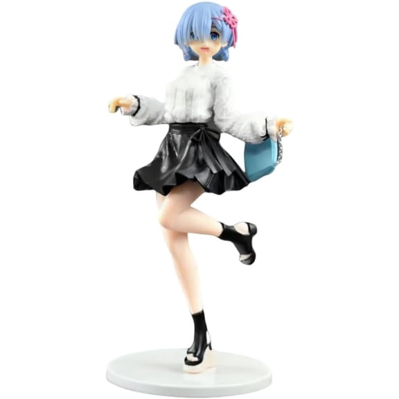 New Rem Figure, Standing Rem Black White Date Outfit Figurine 24cm/9.8inch PVC Character Model Collectible Handicrafts for Anime Fans Gift
