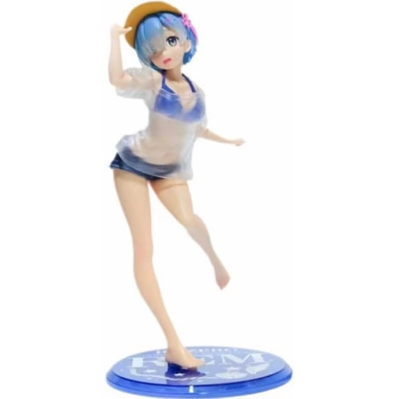New Rem Figure, Standing Swimsuit Rem Action Figures 22cm/8.7inch Handmade Cosplay PVC Statues Collectible Souvenirs for Anime Fans Gifts