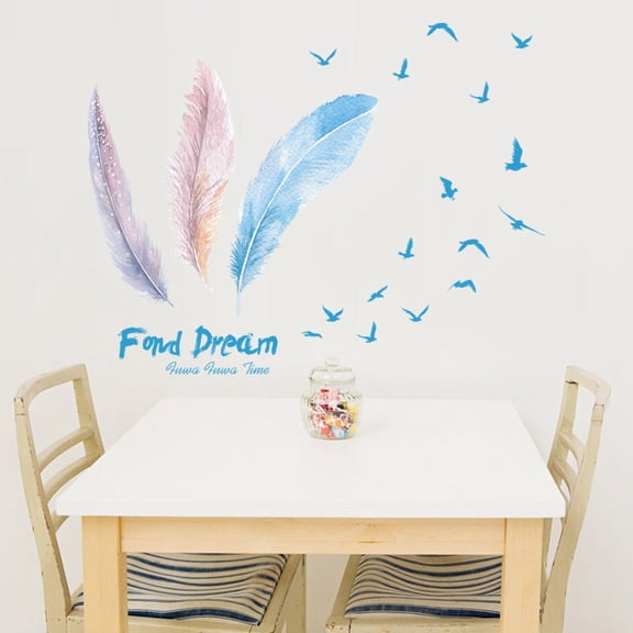 New Removable Wall Decals for Living Room Bedroom, Creative Colorful Feather XL7215 Art Stickers