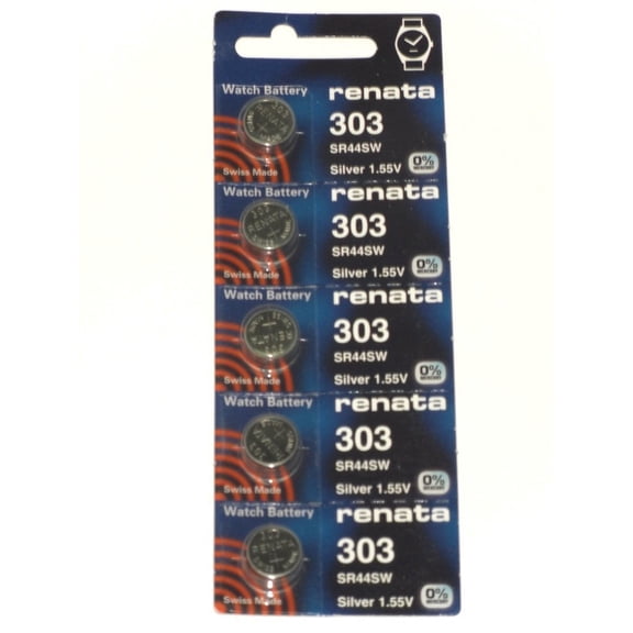 New Renata 5 Pcs/ 1 Card Silver Oxide Battery SR44SW, 303