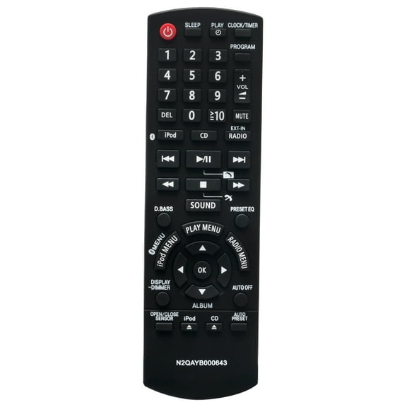 New Replaced Remote N2QAYB000643 compatible with Panasonic Compact Stereo System SC-HC35 SA-HC55 SC-HC35DB SC-HC55 SC-HC55DB SC-HC55DBEBK