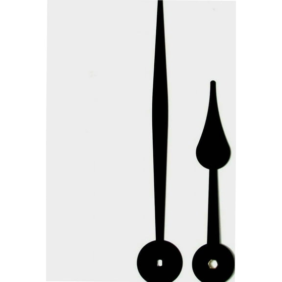 New Replacement Extra Long Quartz Metal Clock Hands For High Torque Movements - Hand Hole Sizes 5.10mm x 3.85mm x 2.85mm (170mm Black Pointed)