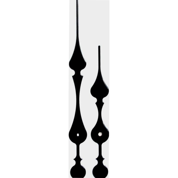 New Replacement Extra Long Quartz Metal Clock Hands For High Torque Movements - Hand Hole Sizes 5.10mm x 3.85mm x 2.85mm (207mm Black Spade)