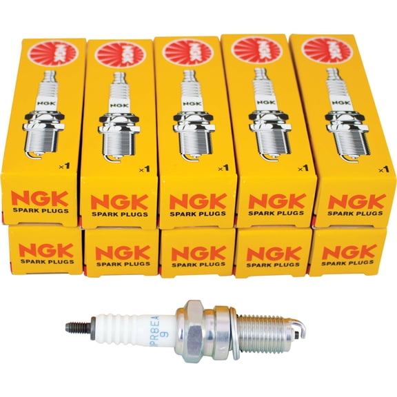 DPR8EA-9 Spark Plug Set of 10 Compatible with 1980-2017 Honda Kawasaki Yamaha Suzuki Motorcycle ATV 12mm Copper Core 18mm Hex Resistor 4-Stroke Replaces 4929 98069-58726 94701-00241