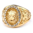 thumbnail image 1 of New Retro Animal Lion Pattern Men's Ring Fashion Vintage 14K Yellow Gold Lion Head Ring Accessories Party Jewelry, 1 of 8