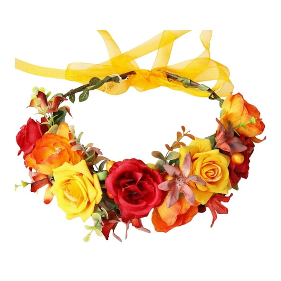 New Retro Autumn Colored Headband Velvet Rose Wreath Headpiece Texture Simulation Flower Crown Popular European And American Accessory