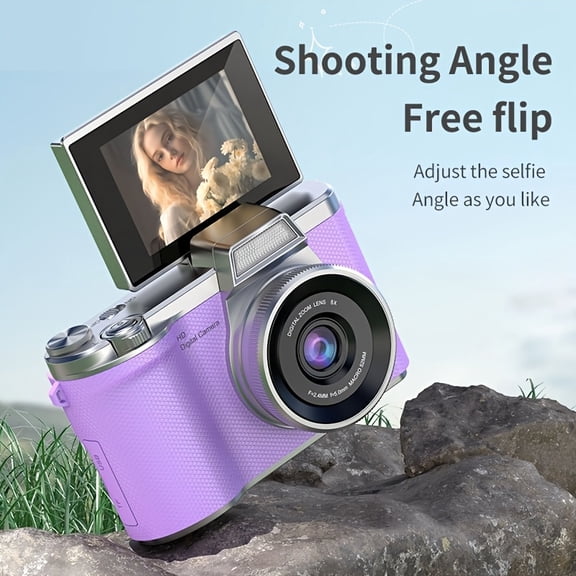 New Retro CCD Digital Camera: 1080P HD, 2.4" 180 Flip Screen for Selfies, 8X Zoom, Portable for Travel & Vlogging