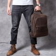 thumbnail image 1 of New Retro Crazy Horse Leather Men's Leather Backpack,Brown, 1 of 2