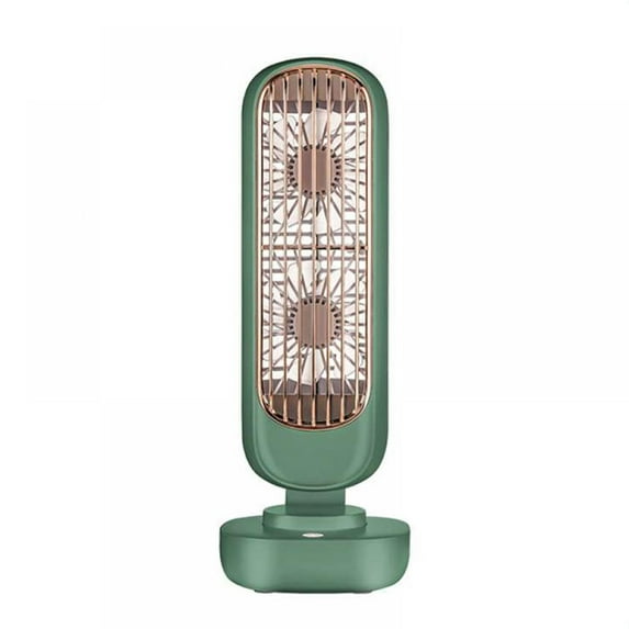 New Retro Double-leaf Tower Fan Office Desktop Fan Vertical Portable Charging USB Small Fan - White (built-in Battery 2000mAh)
