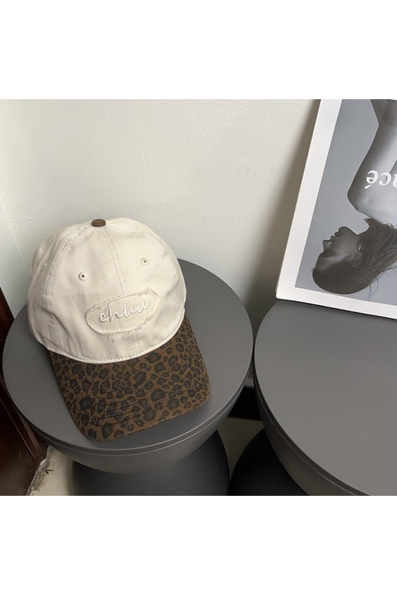 New Retro Korean Style Leopard Print Baseball Cap for Women Fashion Sun Protection Snapback Hat