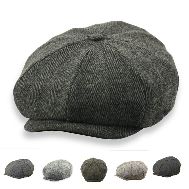 New Retro Newsboy Caps Men Octagonal Hats British Painters Hats Autumn Winter Berets Herringbone Flat Caps Hip Hop Berets Black M Walmart