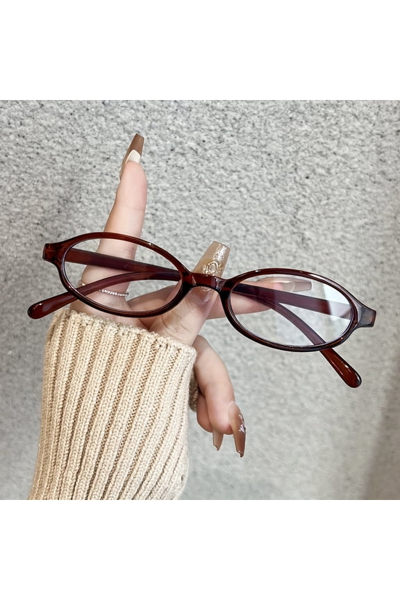 New Retro Small Frame Small Face Glasses Frame Student Women'S Nude Oval Fashionable -- Clear Glasses, Gradient Frame, Party Supplies, Women'S Decorative Glasses(Slightly Smaller Size)