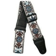 thumbnail image 1 of New Retro Vintage Jacquard Woven Acoustic Electric Guitar Strap Blue Brown Flower, 1 of 12
