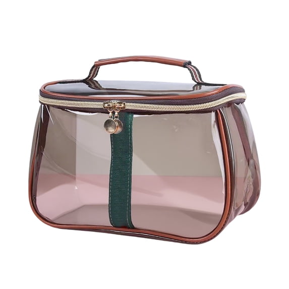 New Retro Vintage Vanity Bag, Clear Makeup Organizer with Handle, Large Capacity Water Resistant Cosmetic Toiletry Bag for Women, Travel Skincare Storage Case