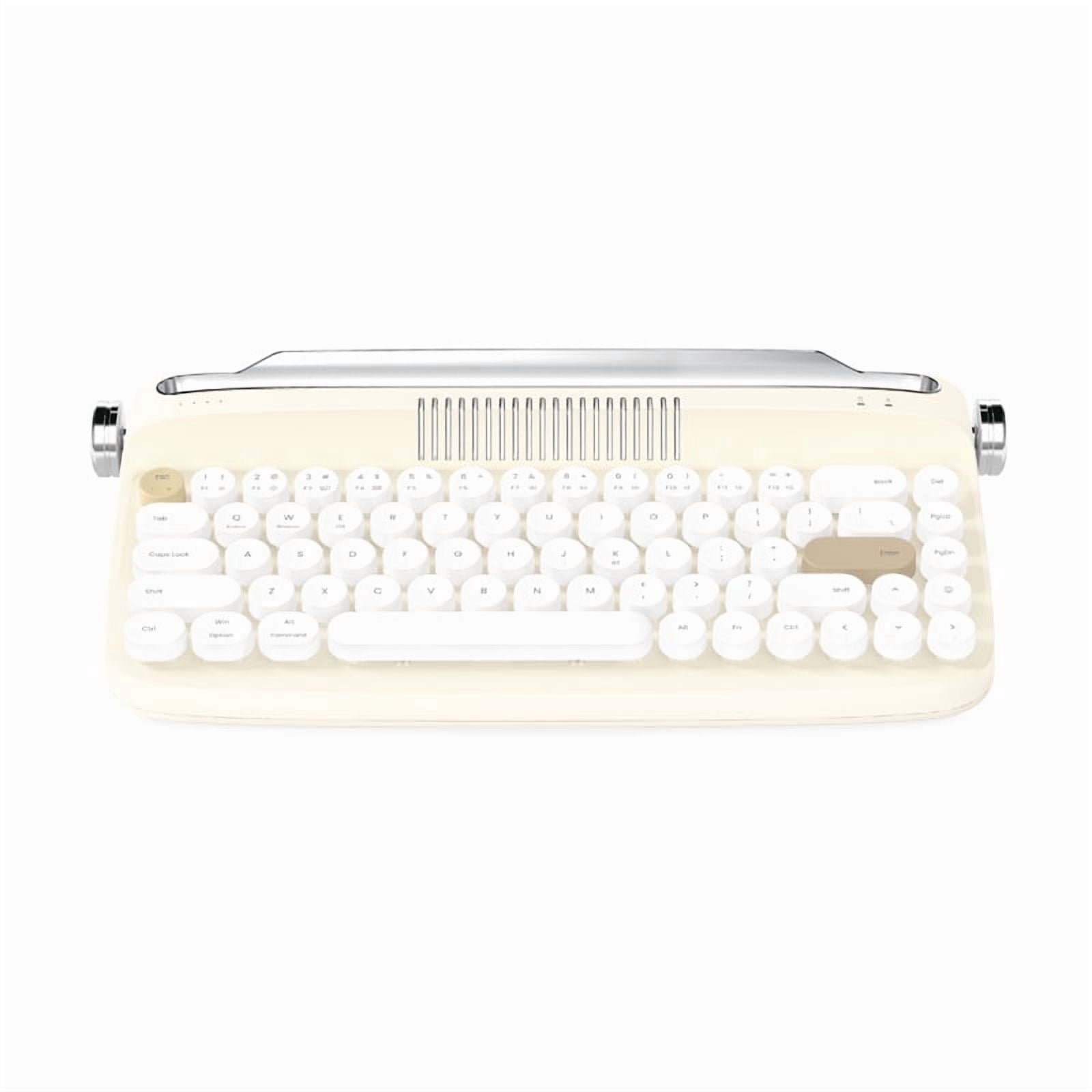 New Retro Wireless Bluetooth Keyboard 68 Keys Rechargeable Typewriter Type Aesthetic Keyboard for Tablet Laptop and Multi-Device
