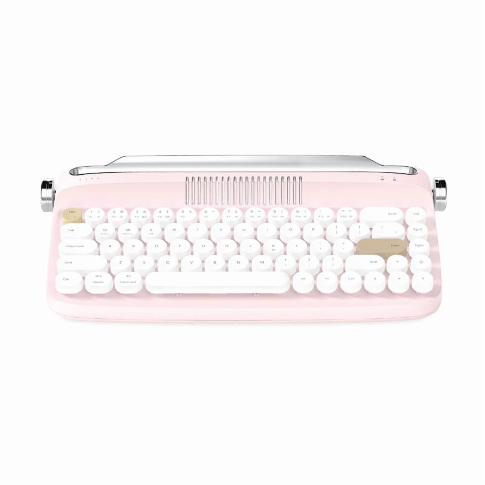 New Retro Wireless Bluetooth Keyboard 68 Keys Rechargeable Typewriter Type Aesthetic Keyboard for Tablet Laptop and Multi-Device