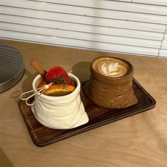 New Retro-style Fabric Bag-shaped Ceramic Mug | Unique Couple Coffee Latte Cup for Home & Office