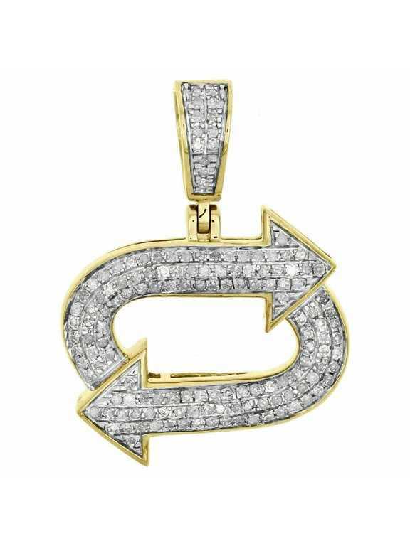 New Reverse 2Ct Round Lab Created VVS1/D Diamond Logo Sign Pendant 14K Yellow Gold Finish Silver Free Chain