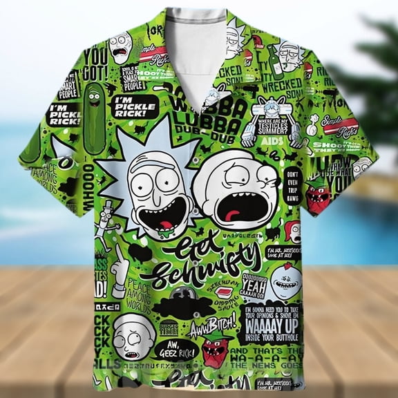 New Rick And Morty Get Schwifty All Over Print Hawaiian Shirt