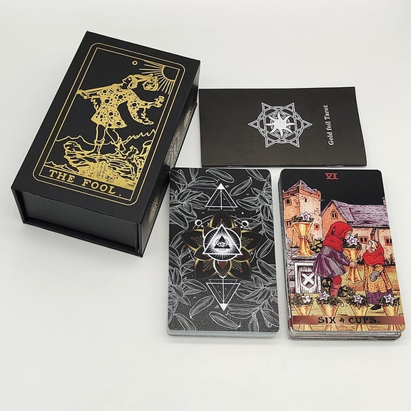 New Rider Waite Deck Gold Foil Tarot Cards Mysterious Board Game Terrific Divination Oracle With Exquisite Gift Box