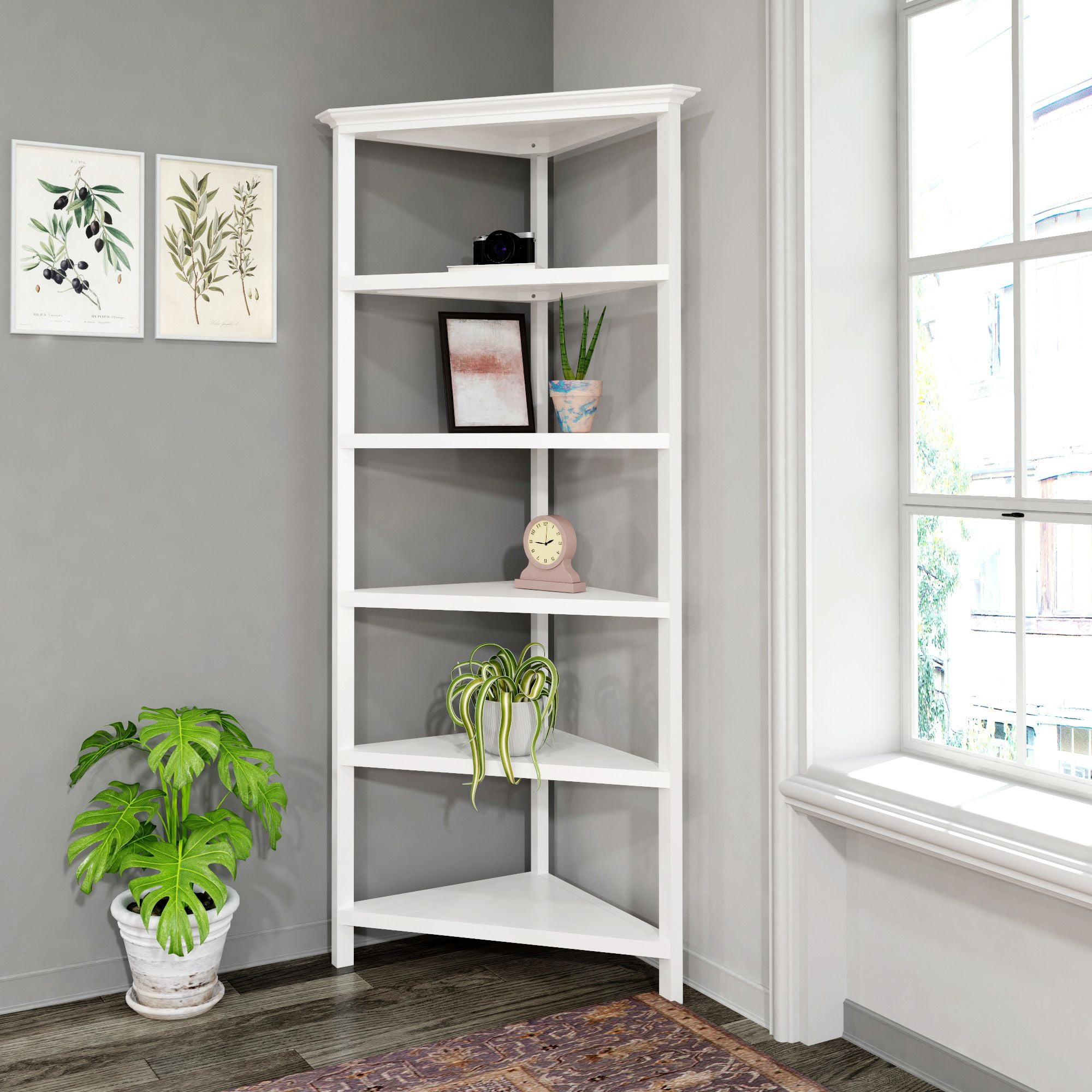 White 2024 corner bookcase