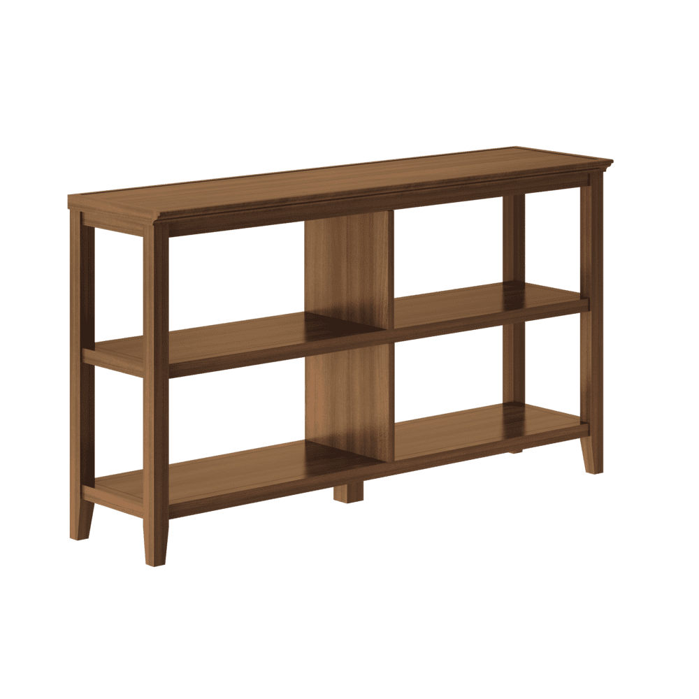 Walnut Brown 2-Tier Low Wooden Bookcase