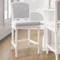 thumbnail image 1 of Charleston 26" White Counter-Height Bar Stool with Gray Upholstered Seat and Back, 1 of 8