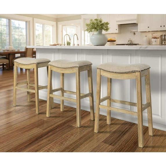 New Ridge Home Goods 31" Saddle Bar-Height Stool Natural
