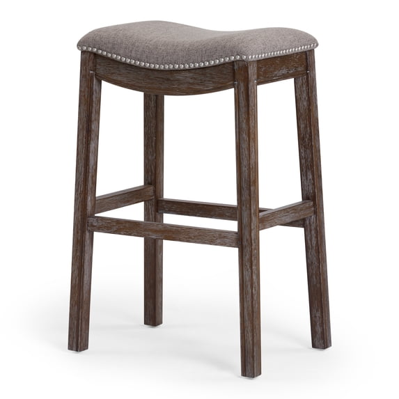 New Ridge Home Goods Sadie 31 in. Saddle Upholstered Barstool - Natural / Cream
