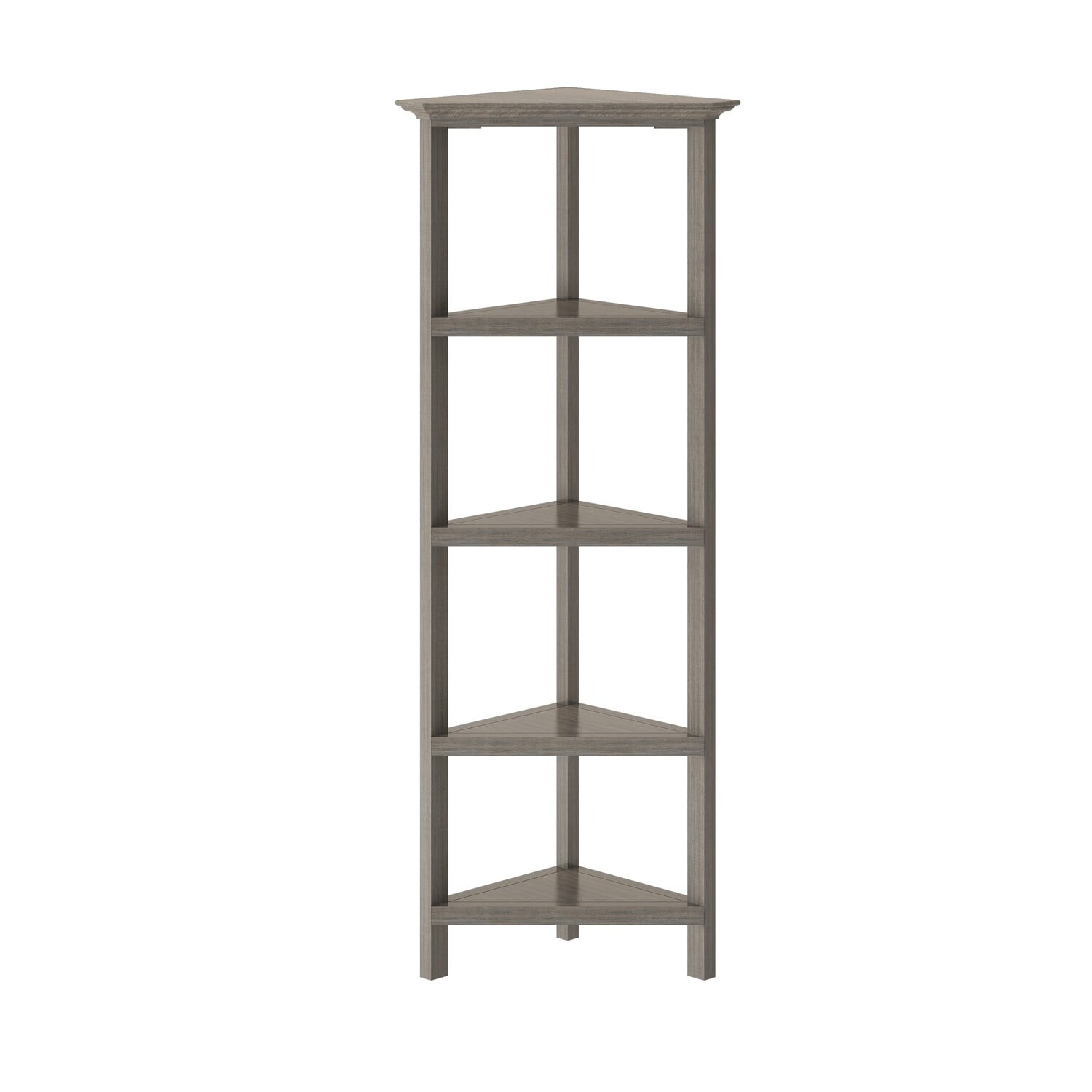 Cottage Charm Washed Grey Wood Corner Bookcase, 59.75"