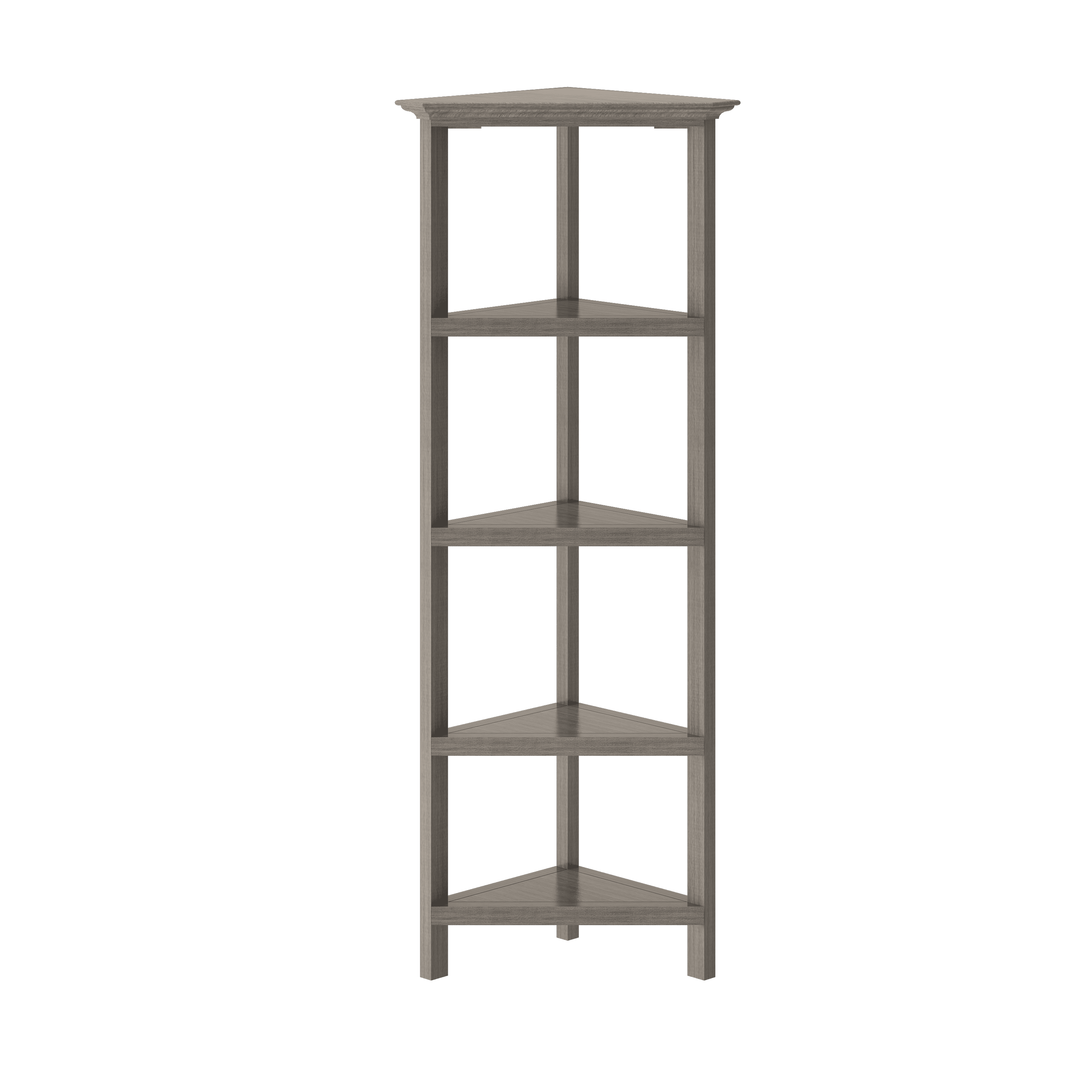 Cottage Charm Washed Grey Wood Corner Bookcase, 59.75"