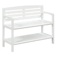 thumbnail image 1 of New Ridge Home Goods Abingdon 38in. W Solid Wood Bench with Back and Storage Shelf, White, 1 of 9