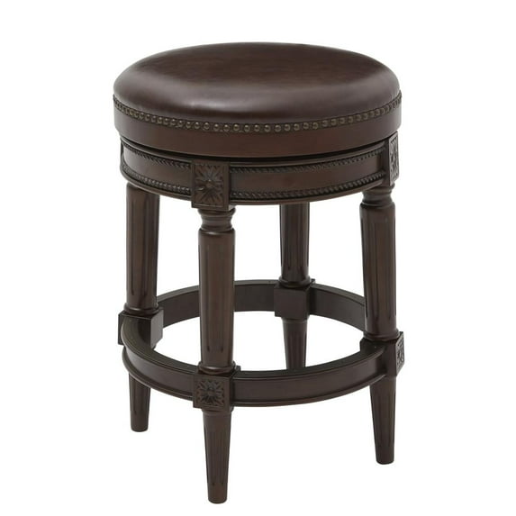 New Ridge Home Goods 26in. Wood Backless Counter-Height Swivel Barstool