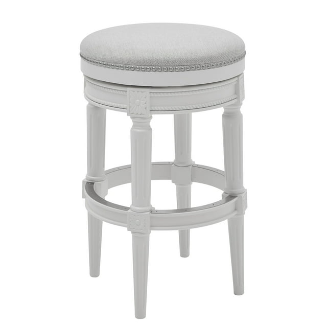 New Ridge Home Goods Chapman 31" Backless Wood Bar Height Swivel Stool in White
