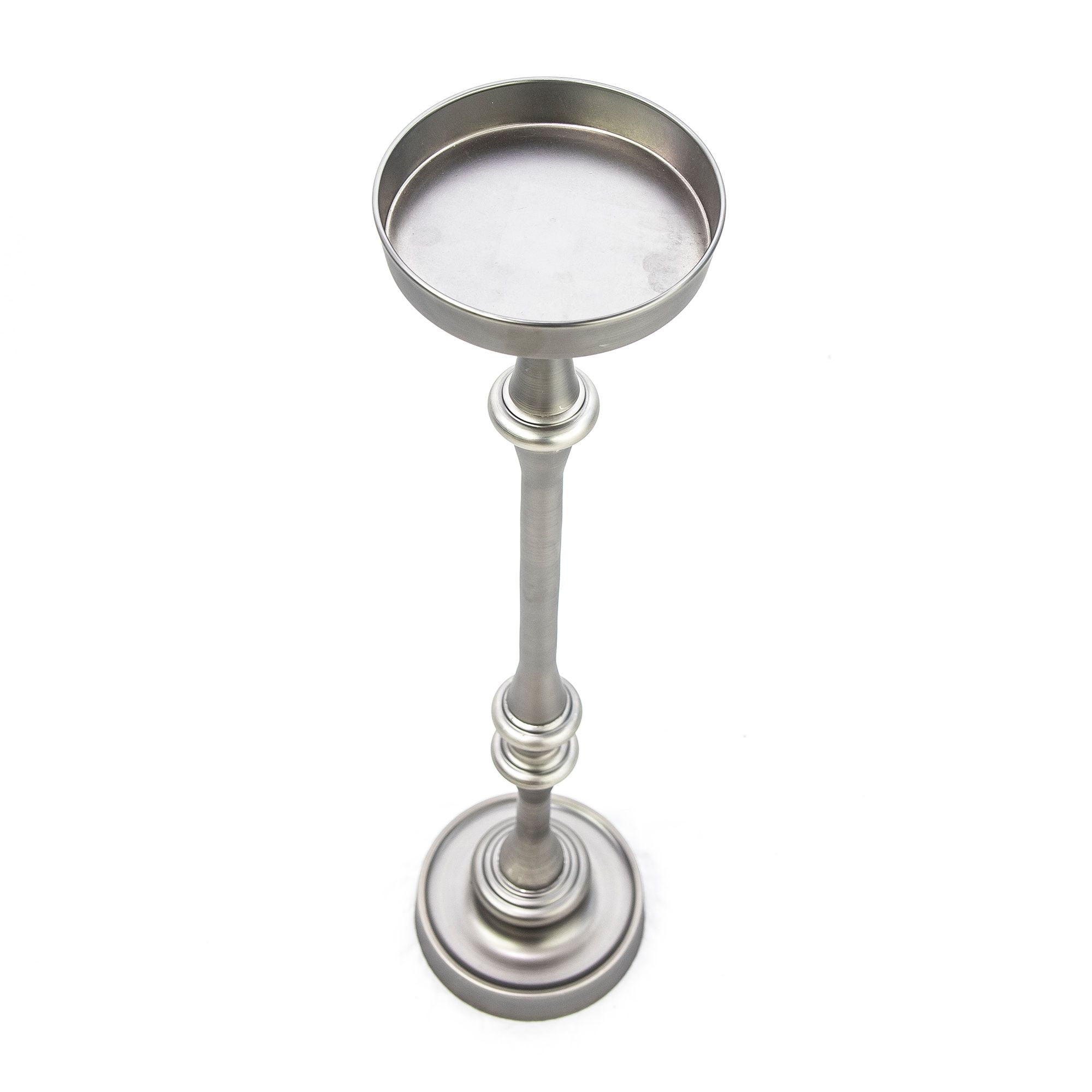 Brushed Silver Round Metal Martini Side Table