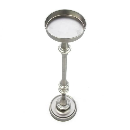 New Ridge Home Goods Set of 2 Round Accent Drink Tables- Antique Silver