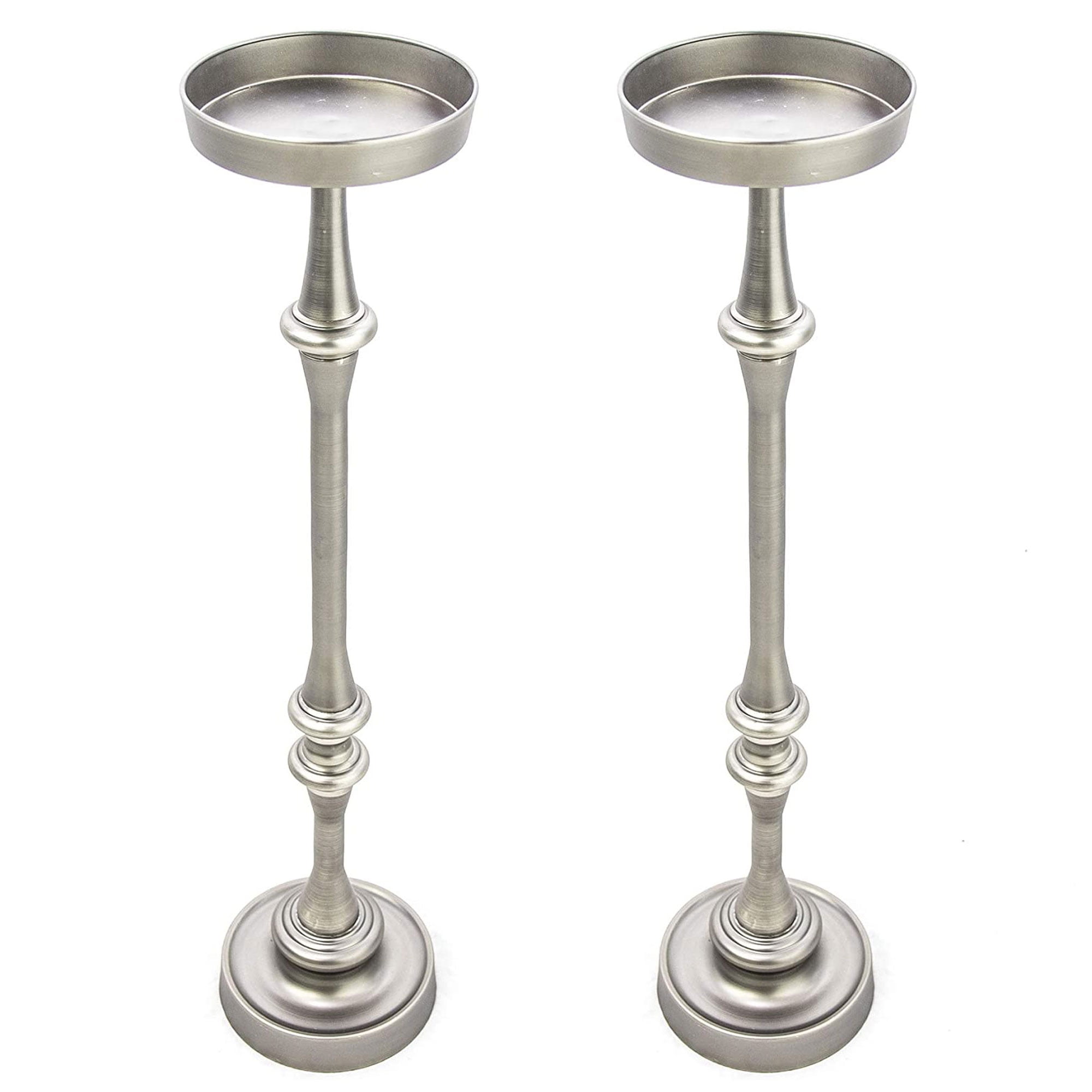 Brushed Silver Round Metal Martini Side Table