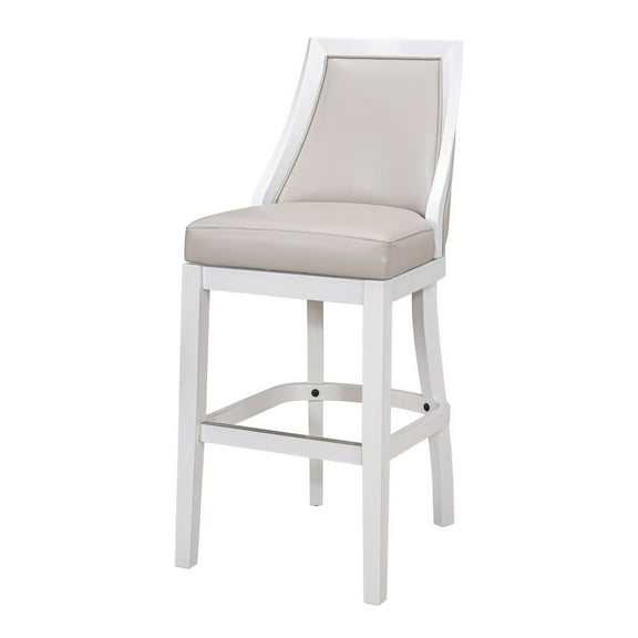 New Ridge Home Goods Swivel 31"H Bar Stool with Tall Back, Alabaster White