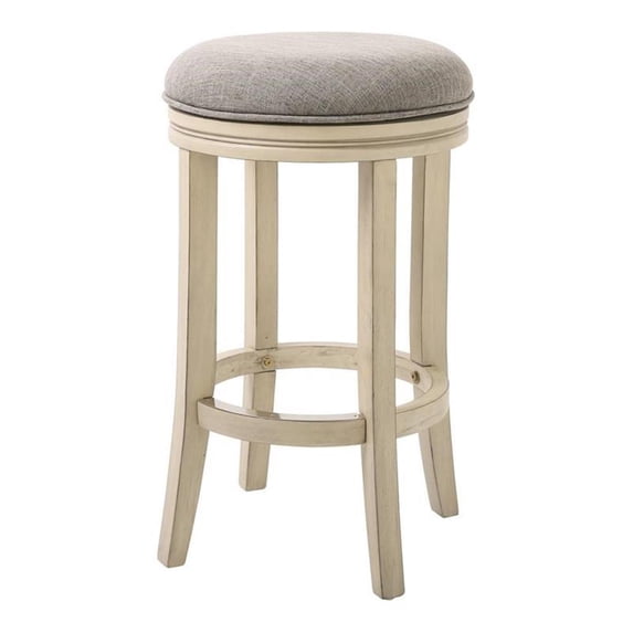 New Ridge Home Goods Victoria 25" Wood Bar Height Swivel Stool in Ivory