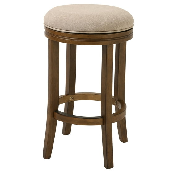 New Ridge Home Victoria 25" Counter Height Swivel Stool with Cream Fabric and Honeysuckle Finish