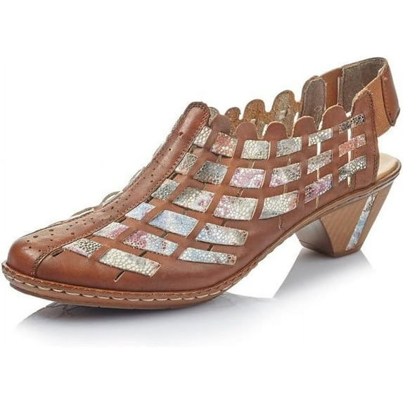 Rieker Women's Sina 78 Lightweight Low-Heeled Sling-back Shoe (Reh/Weiss-multi, 9.5)