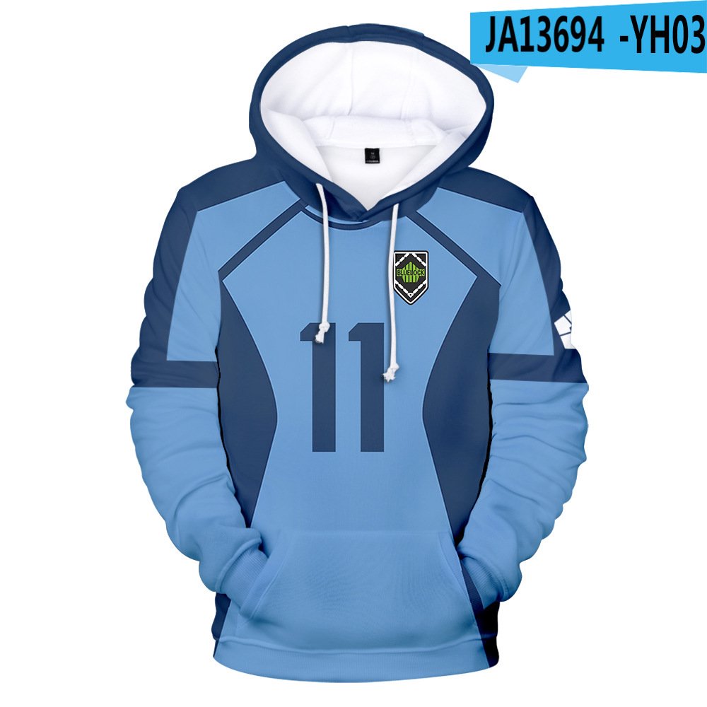New Riman BLUE LOCK Peripheral Blue Prison Digital Print Men's and Women's  Hooded Sweater - Walmart.com