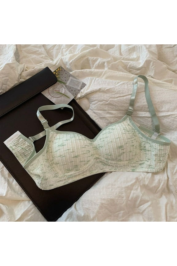 New Rimless Girl's Sweet Striped Textured Small Push Up Seamless Bra 2 Cup Push up Bra Thin Bra Sports Bras for Women Medium Support Women's Bras Sports Bras for Women Workout Maternity Bra Padded