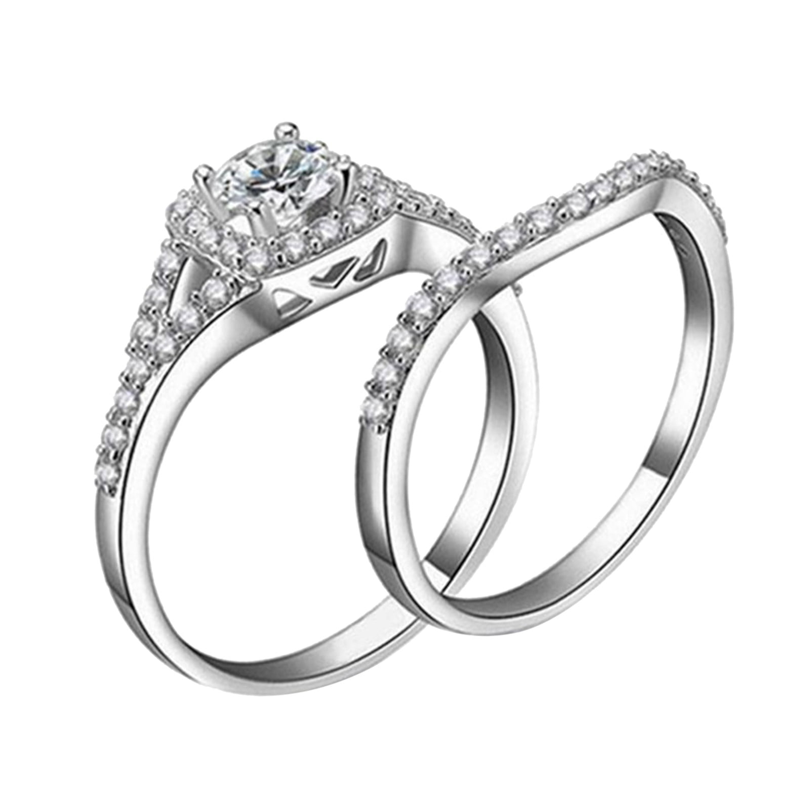 New Ring Design Silver Color Wedding Ring Set For Women Engagement