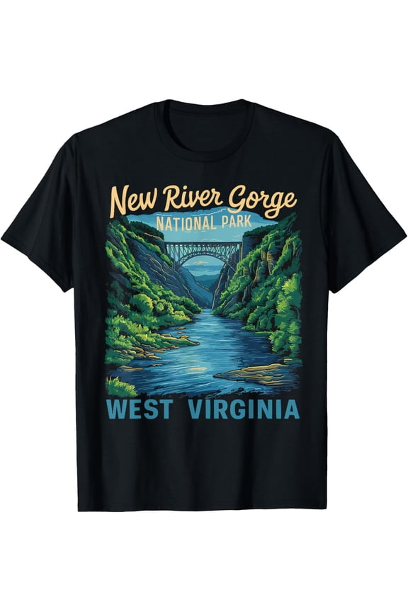 New River Gorge Bridge Rafting Hiking Vintage T-Shirt