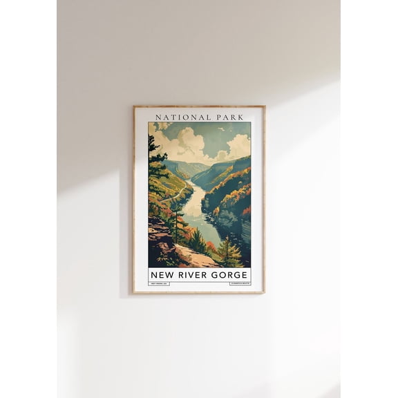 New River Gorge National Park Travel Poster, Unframed Canvas Size 16x24