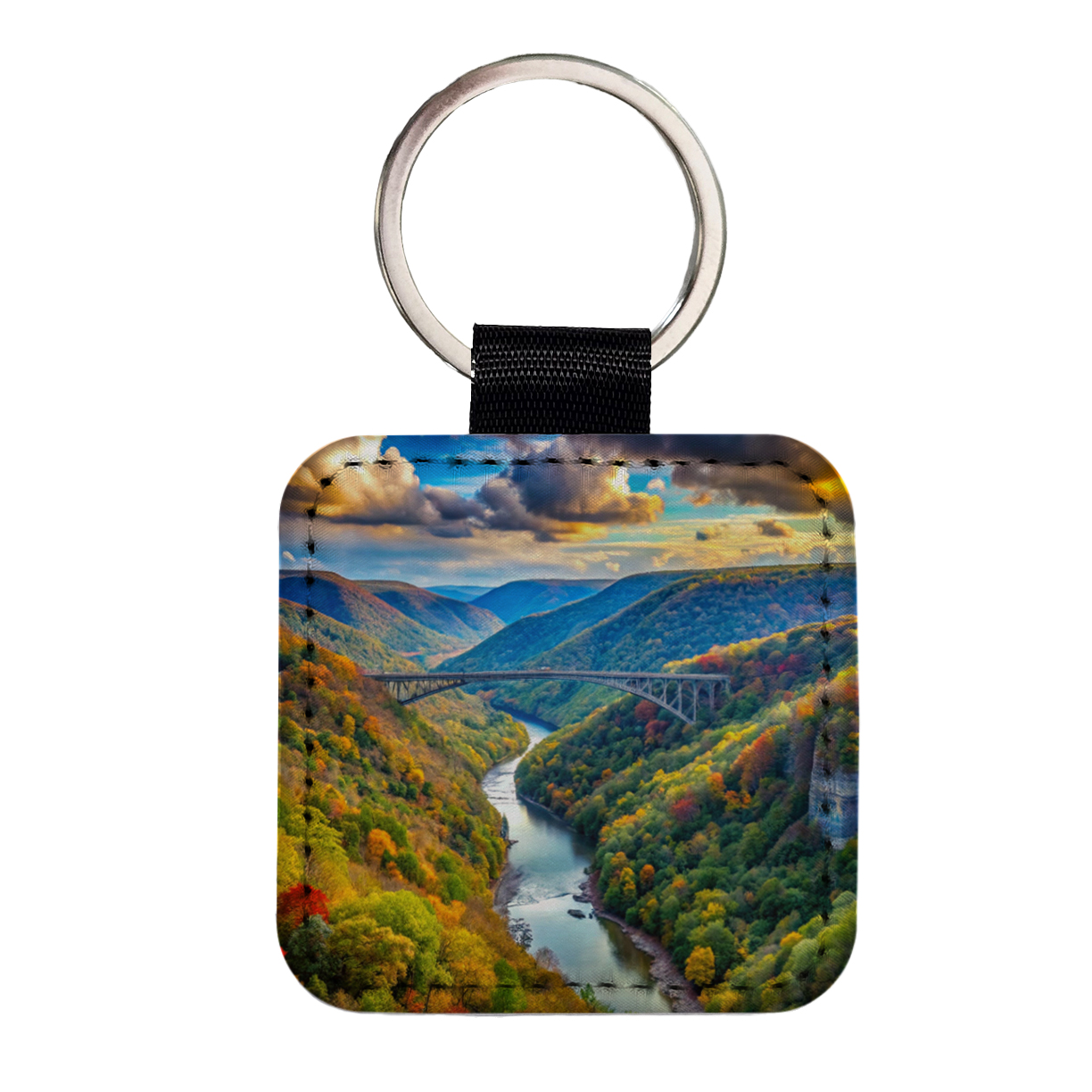 River Key Chain New River Gorge National Park and Preserve West Virginia Watercolor ...