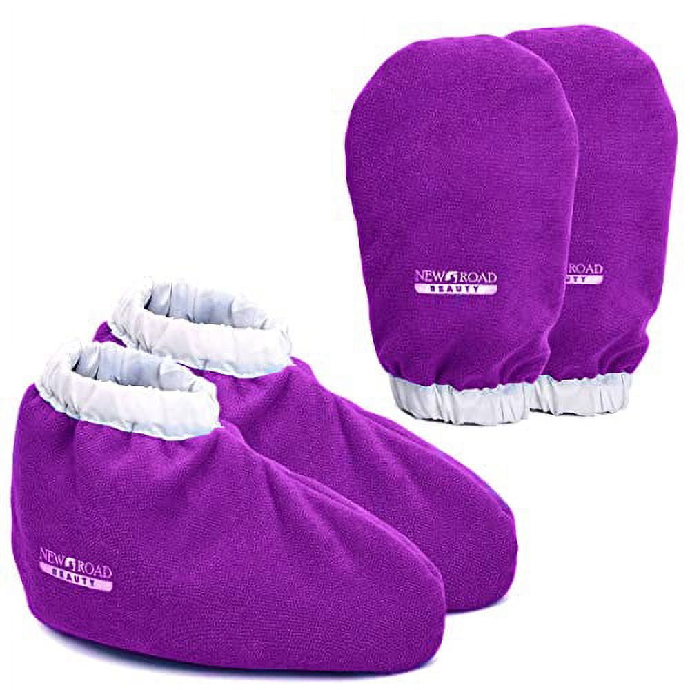 New Road Beauty Paraffin Wax Bath Glove and Bootie, Thick Heat Therapy Insulated Terry Cloth